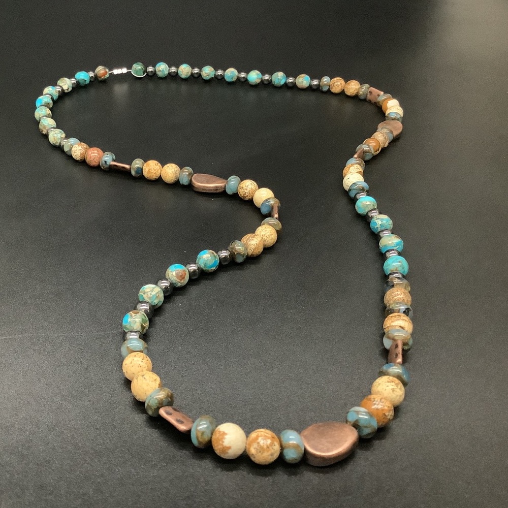Boho 💥 Agates, Blue Jasper, Hematite Necklace